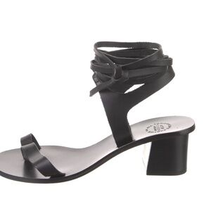 ATP Atelier Black Leather Ankle Wrap Sandals